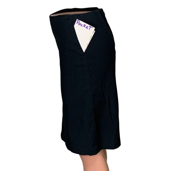 New York & Company Stretch Skirt Black Side Pockets Hidden Zipper on Back Size 2 - Picture 9 of 12